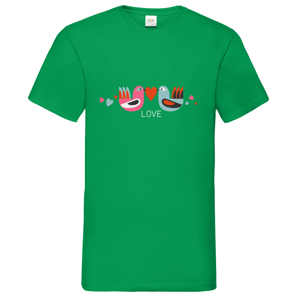 Bird Couple Love - V-Neck T-Shirt - dark