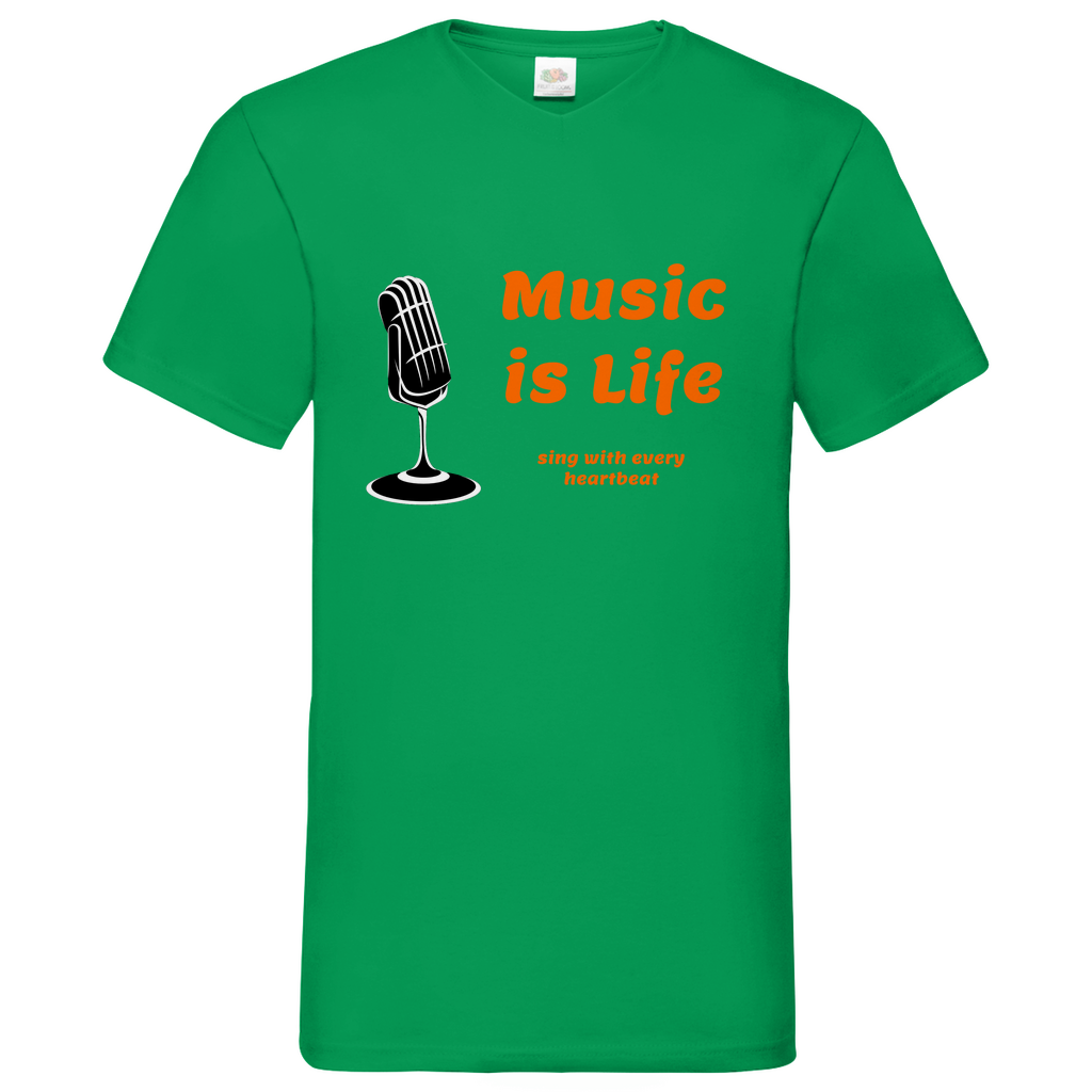 Music is Life - V-Neck T-Shirt dark