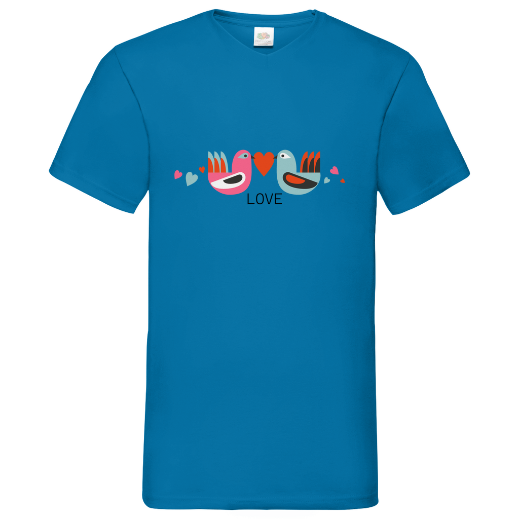 Bird Couple Love- V-Neck T-Shirt - bright