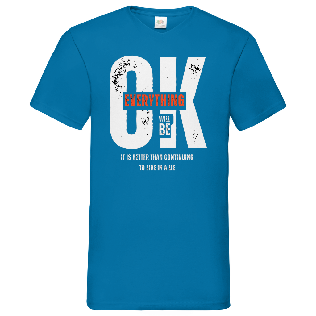 Everything ok- V-Neck T-Shirt dark