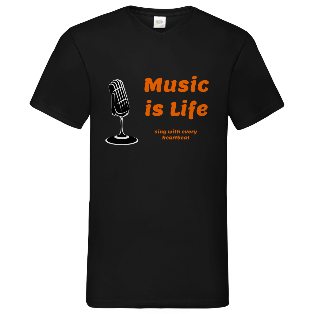 Music is Life - V-Neck T-Shirt dark