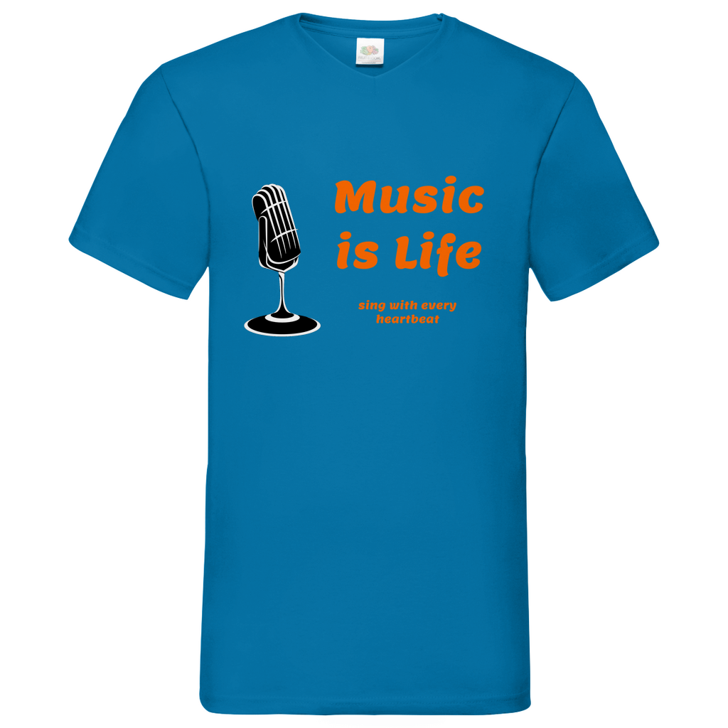 Music is Life - V-Neck T-Shirt dark