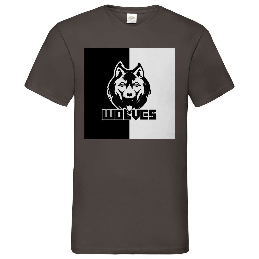 Wolves black-white - V-Neck T-Shirt