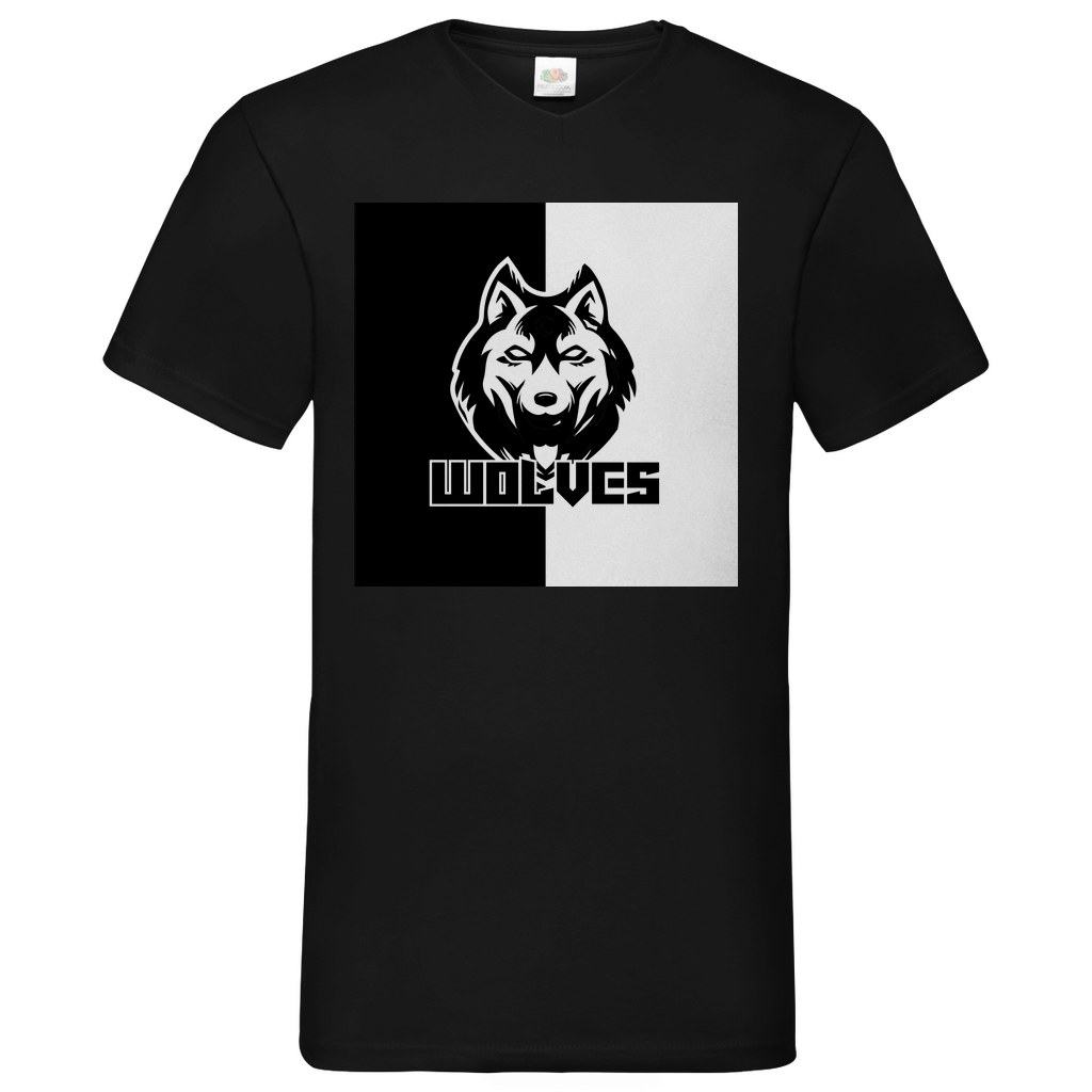 Wolves black-white - V-Neck T-Shirt