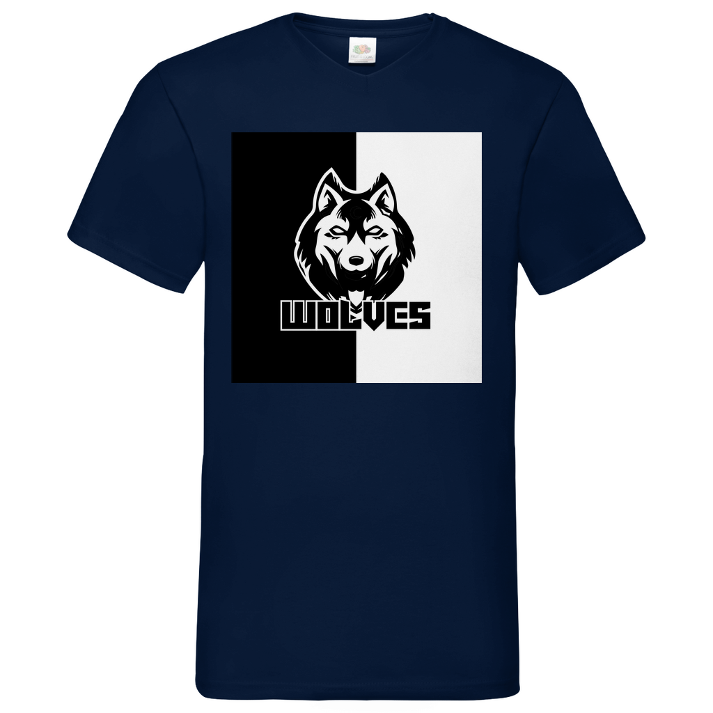 Wolves black-white - V-Neck T-Shirt