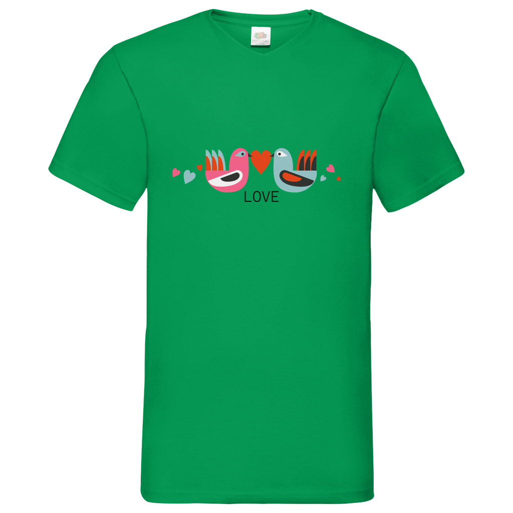Bird Couple Love- V-Neck T-Shirt - bright