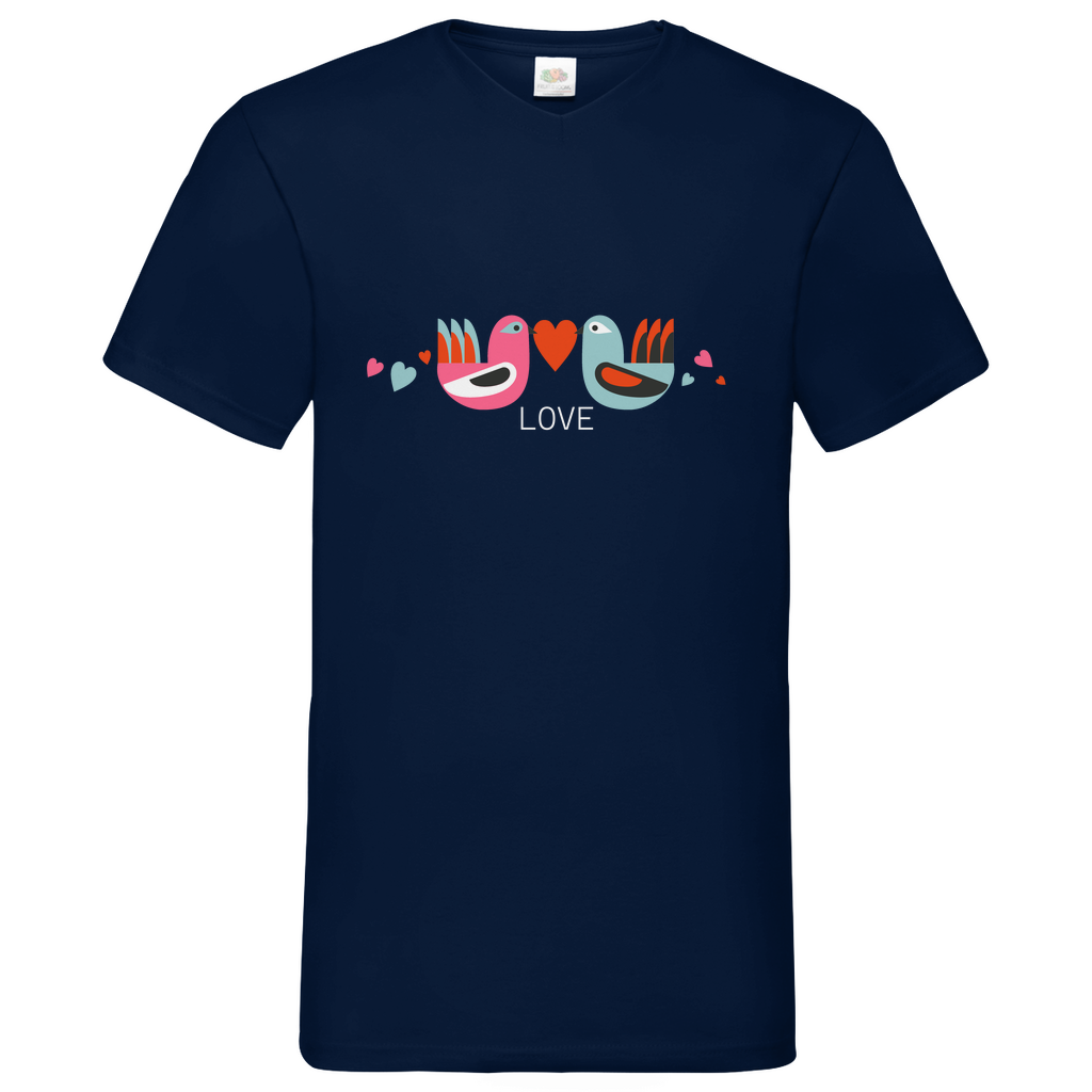 Bird Couple Love - V-Neck T-Shirt - dark