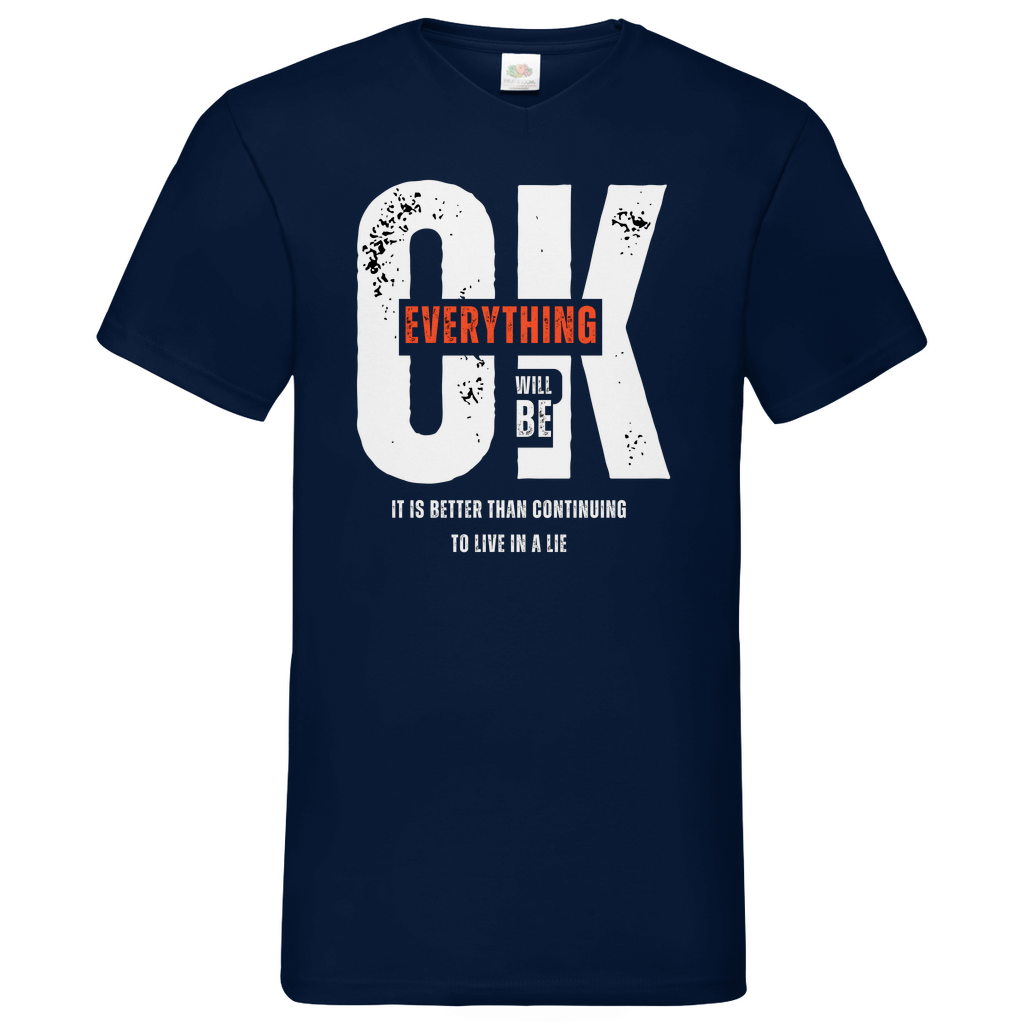 Everything ok- V-Neck T-Shirt dark