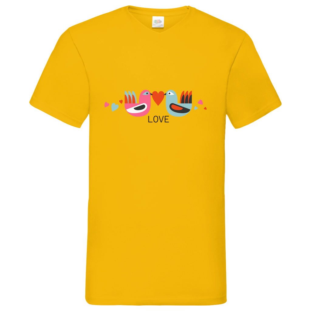 Bird Couple Love- V-Neck T-Shirt - bright