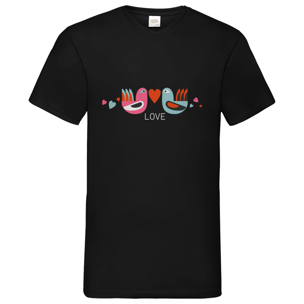 Bird Couple Love - V-Neck T-Shirt - dark