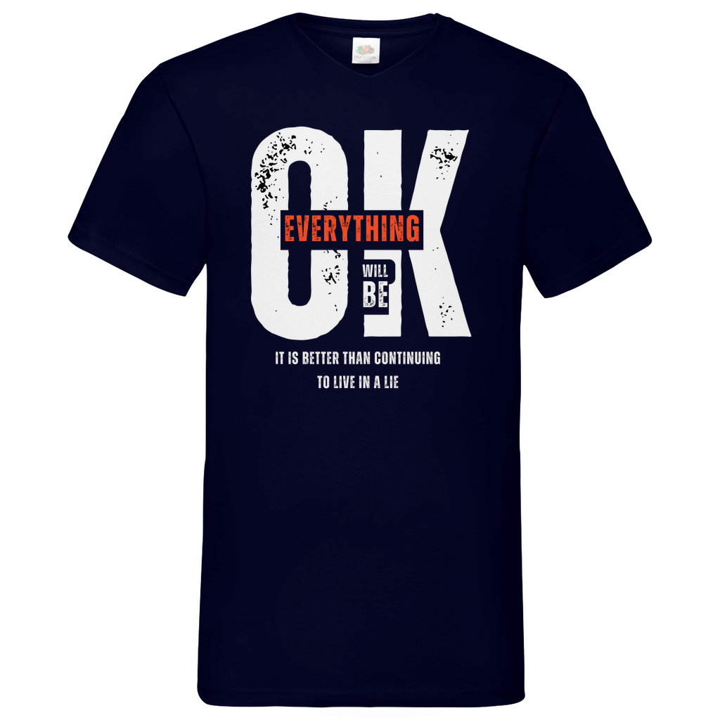 Everything ok- V-Neck T-Shirt dark