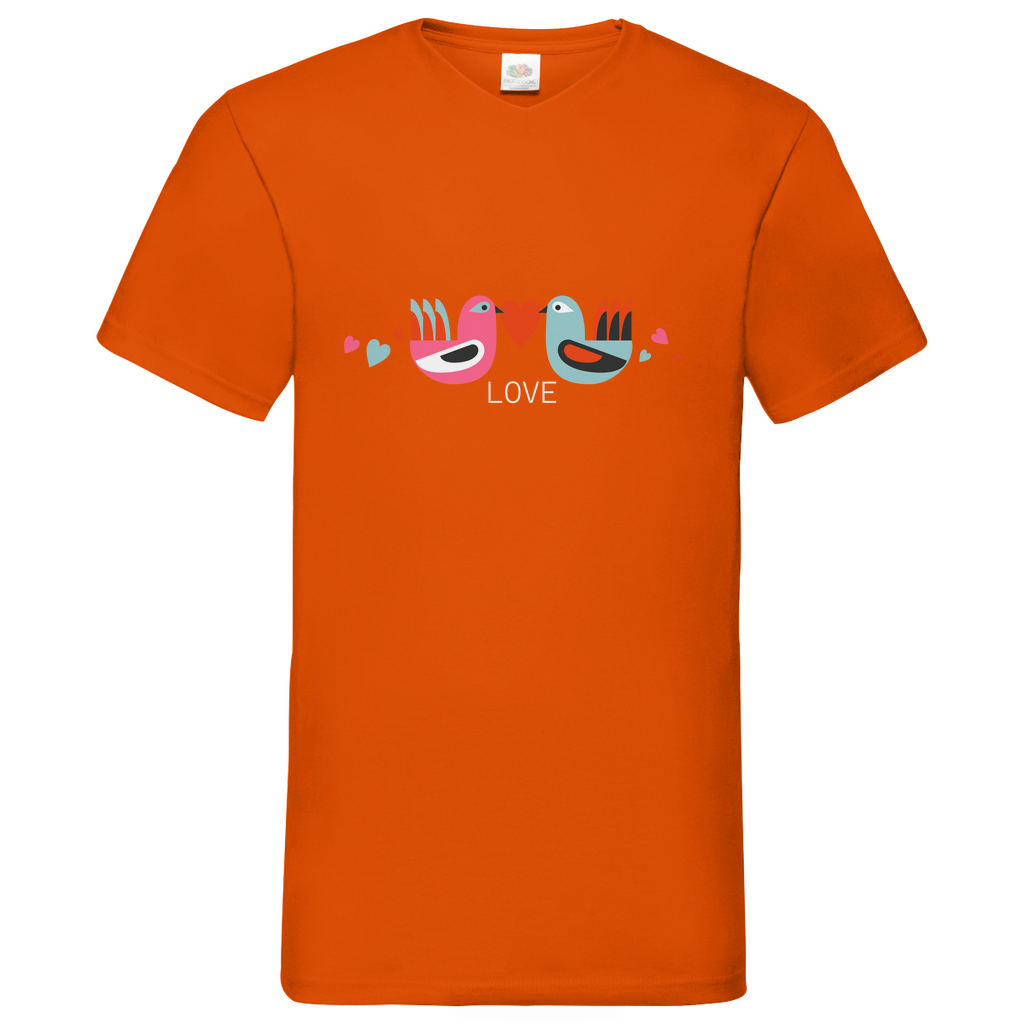Bird Couple Love - V-Neck T-Shirt - dark