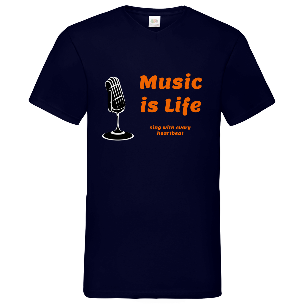 Music is Life - V-Neck T-Shirt dark