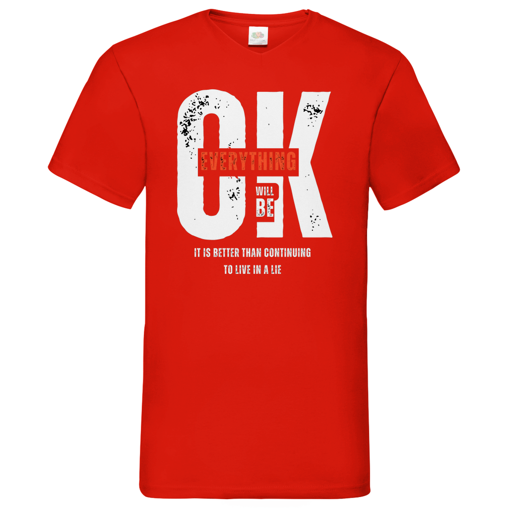 Everything ok- V-Neck T-Shirt dark