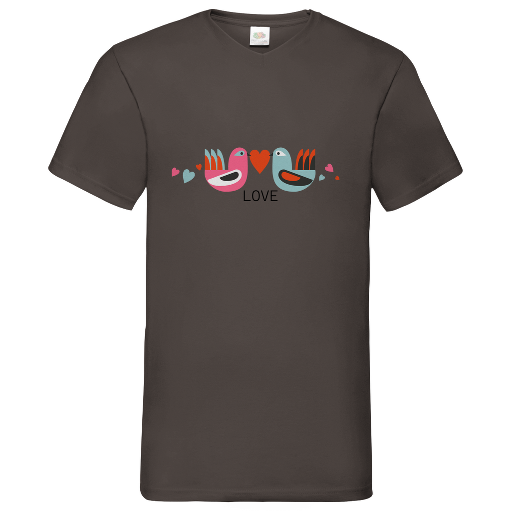 Bird Couple Love- V-Neck T-Shirt - bright