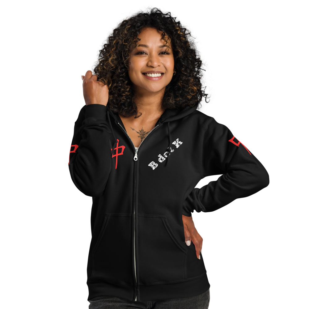 Zip Hoodie - Red Dragon B dot K Unisex dark