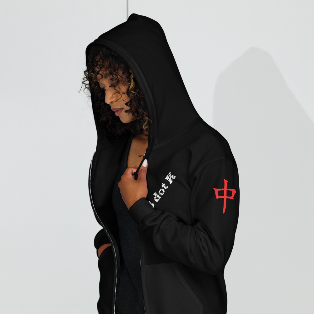 Zip Hoodie - Red Dragon B dot K Unisex dark