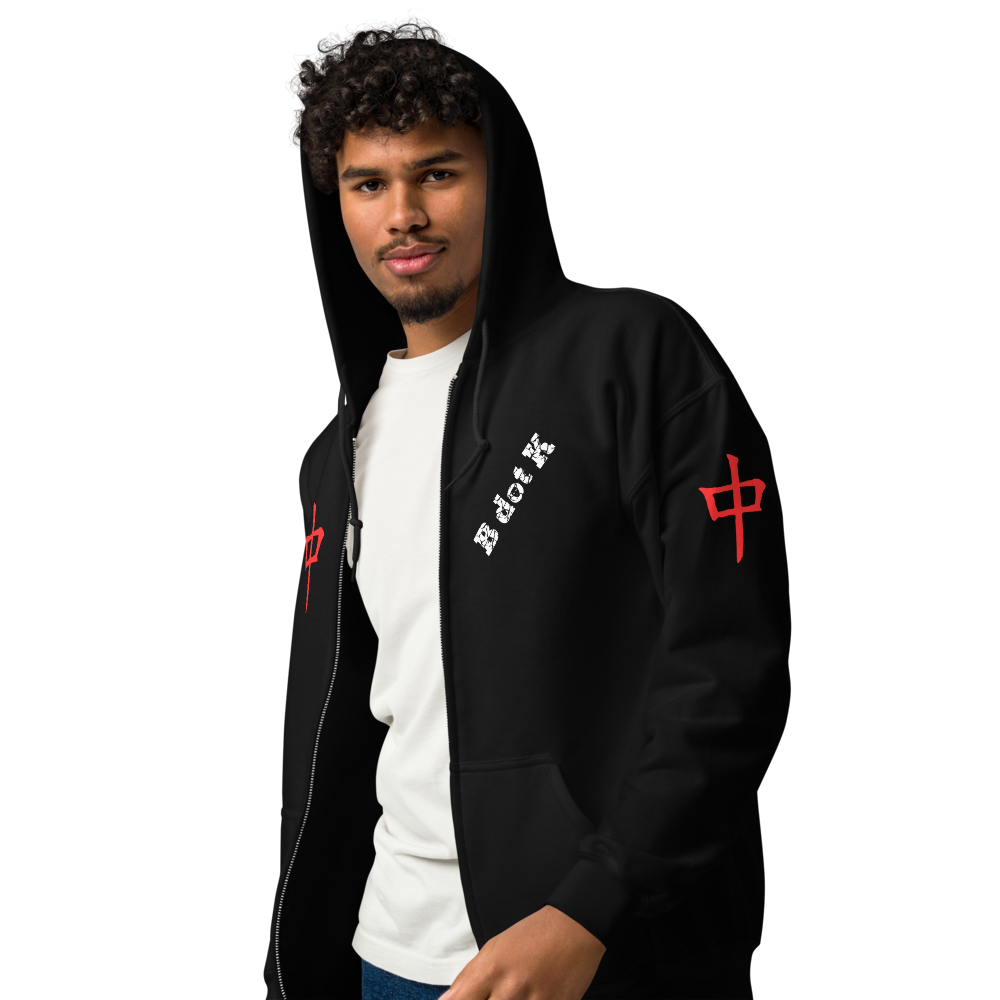 Zip Hoodie - Red Dragon B dot K Unisex dark