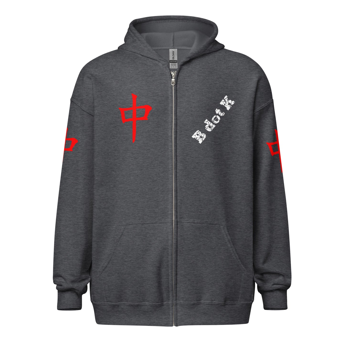 Zip Hoodie - Red Dragon B dot K Unisex dark