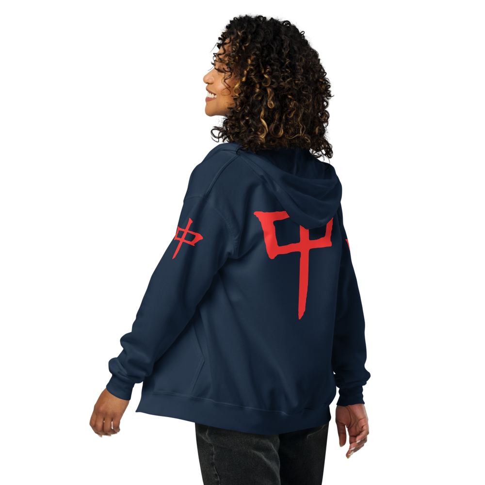 Zip Hoodie - Red Dragon B dot K Unisex dark