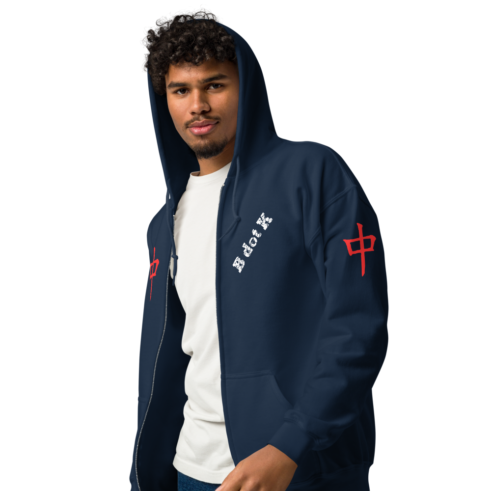 Zip Hoodie - Red Dragon B dot K Unisex dark