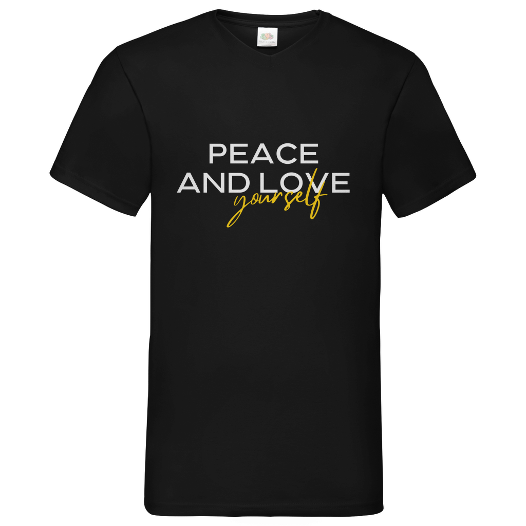 Peace and Love - V-Neck T-Shirt dark