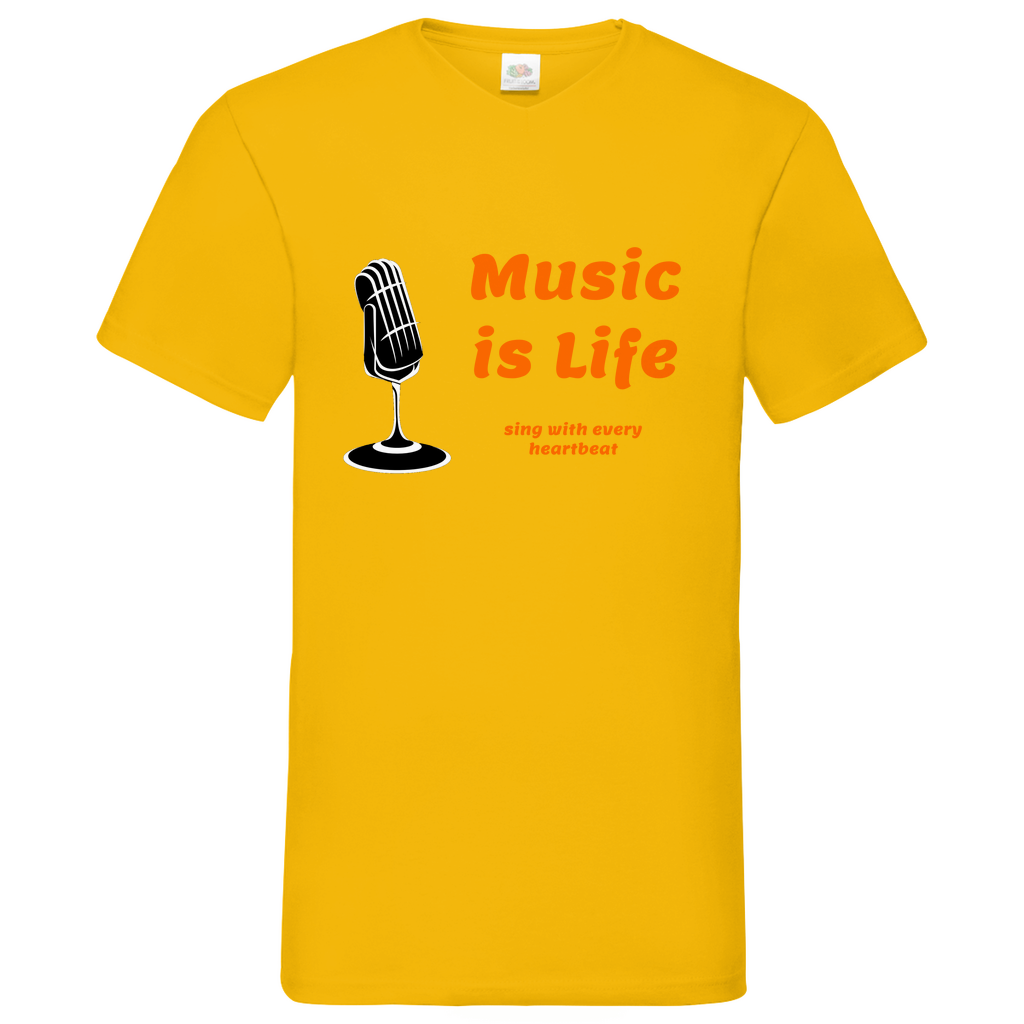 Music is Life - V-Neck T-Shirt dark