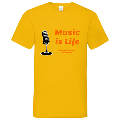 Music is Life - V-Neck T-Shirt dark