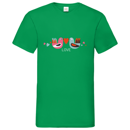 Bird Couple Love - V-Neck T-Shirt - dark