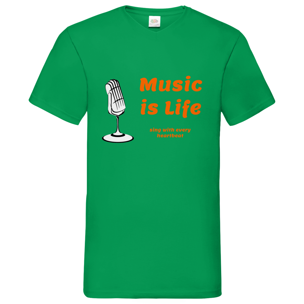 Music is Life - V-Neck T-Shirt dark