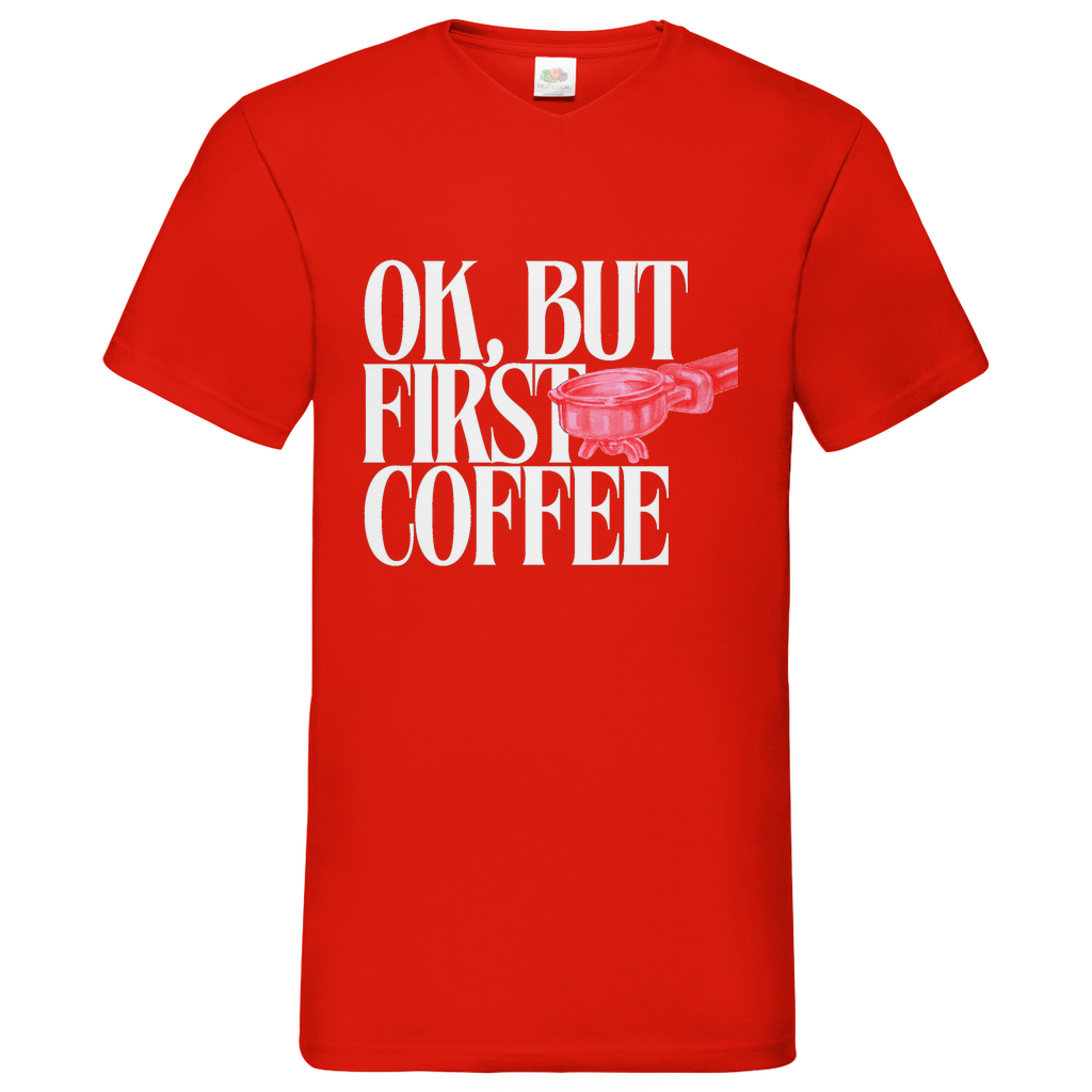 Coffee First - V-Neck T-Shirt dark