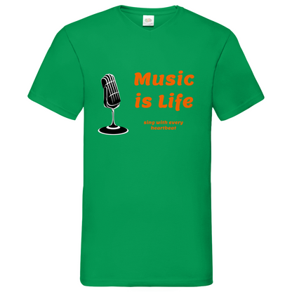 Music is Life - V-Neck T-Shirt dark