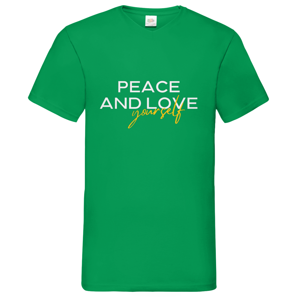 Peace and Love - V-Neck T-Shirt dark