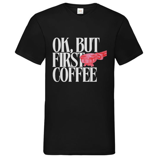 Coffee First - V-Neck T-Shirt dark