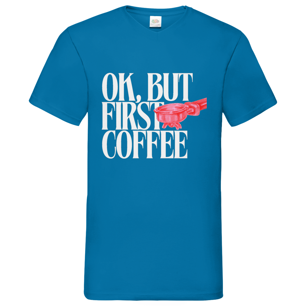 Coffee First - V-Neck T-Shirt dark