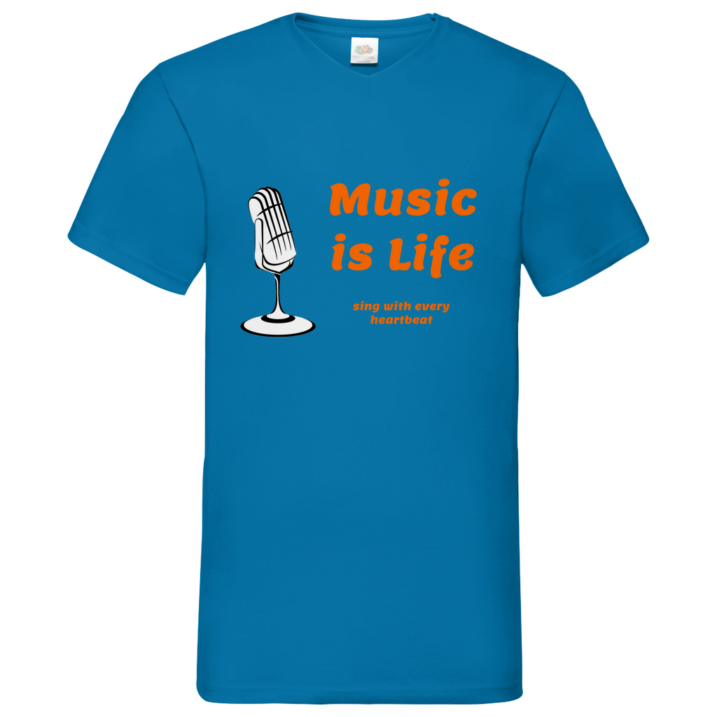 Music is Life - V-Neck T-Shirt dark
