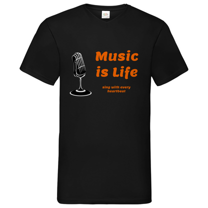 Music is Life - V-Neck T-Shirt dark