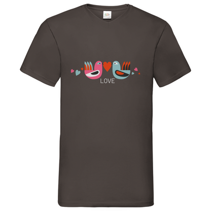 Bird Couple Love - V-Neck T-Shirt - dark