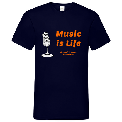 Music is Life - V-Neck T-Shirt dark