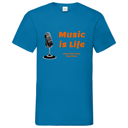 Music is Life - V-Neck T-Shirt dark