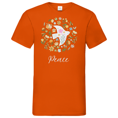 Peace Dove Flower - V-Neck T-Shirt - dark