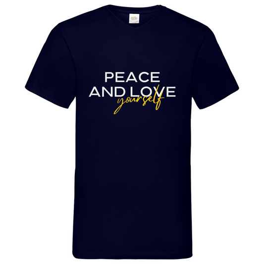 Peace and Love - V-Neck T-Shirt dark