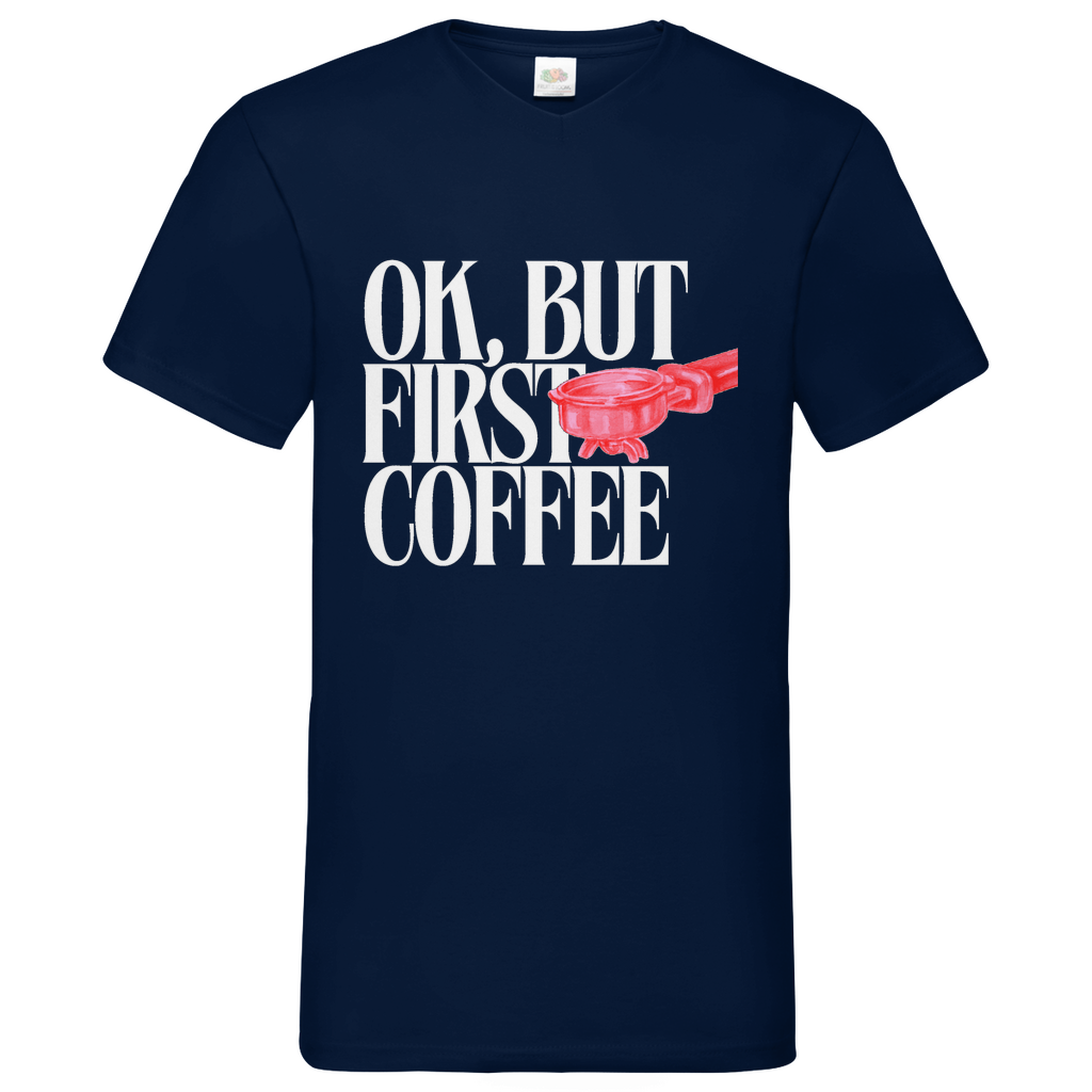 Coffee First - V-Neck T-Shirt dark
