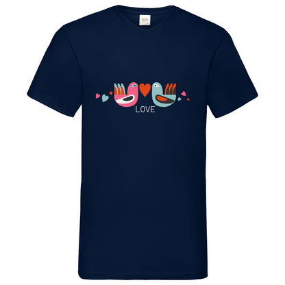 Bird Couple Love - V-Neck T-Shirt - dark