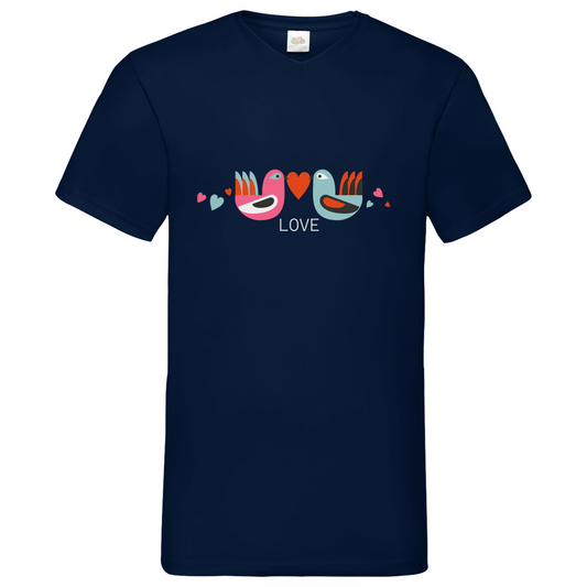 Bird Couple Love - V-Neck T-Shirt - dark