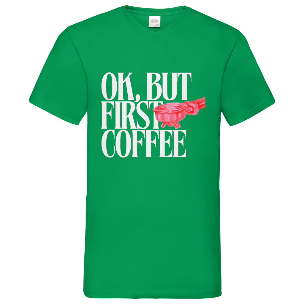 Coffee First - V-Neck T-Shirt dark