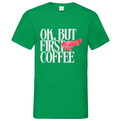 Coffee First - V-Neck T-Shirt dark