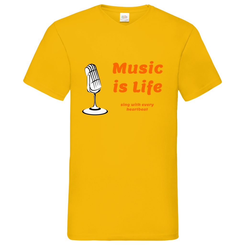 Music is Life - V-Neck T-Shirt dark