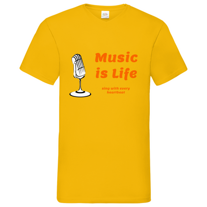 Music is Life - V-Neck T-Shirt dark