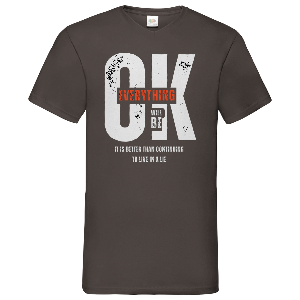 Everything ok- V-Neck T-Shirt dark